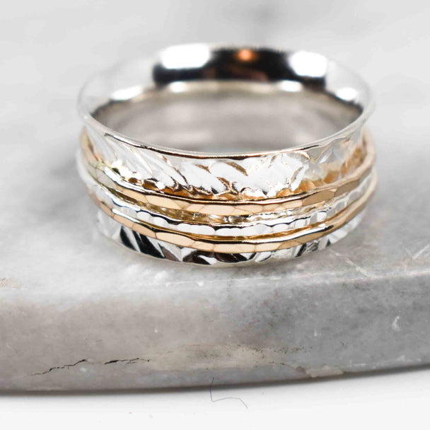 Cross Rivet Spinner Ring