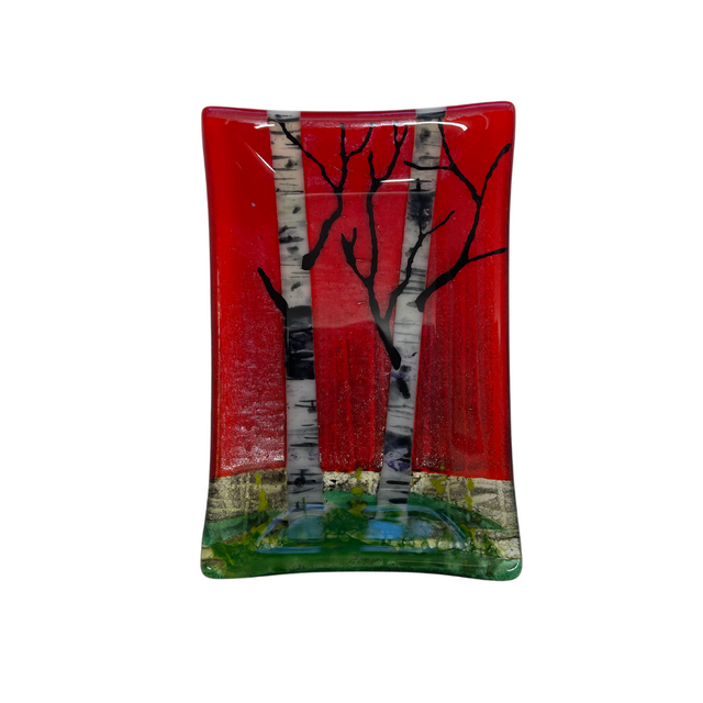 Red Double Birch Tree Small Dish