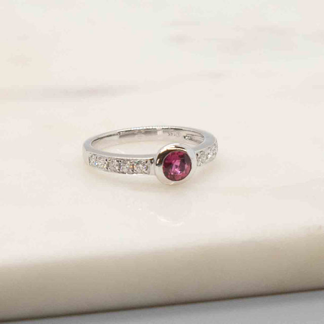 Tourmaline Bezel and Diamond Ring