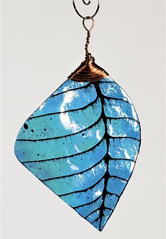 Translucent Blue Leaf Ornament