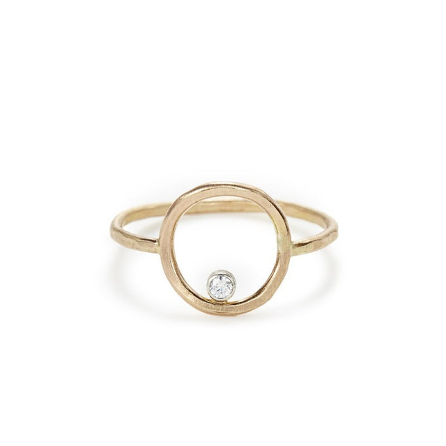 Cubic Zirconia Hammered Circle Ring